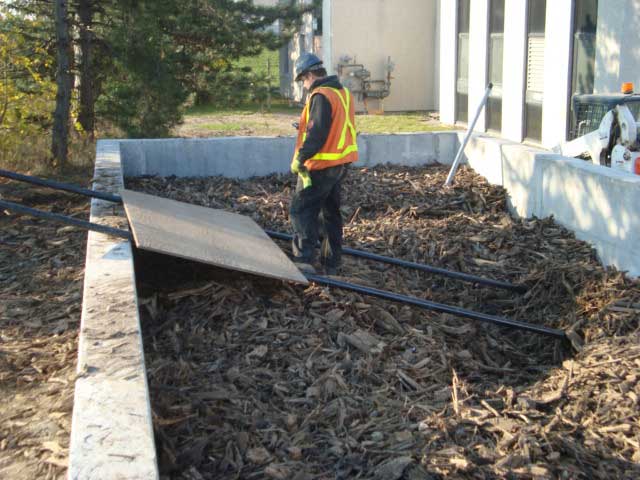 Person on biofilter area Biofilter